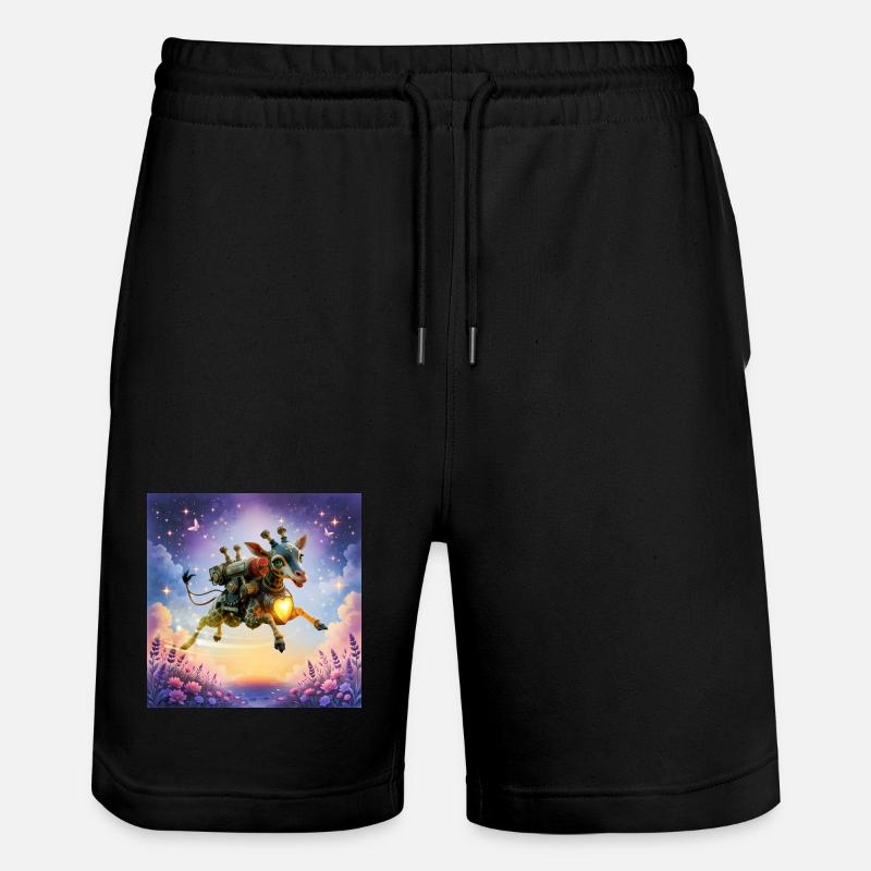 Rocket giraffe with heart - Stanley/Stella Trainer Unisex Organic Jogging Shorts - black