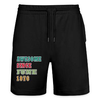 Awesome since June 1976 Retro - Stanley/Stella Trainer Unisex Organic Jogging Shorts - black - Front - Nik (191cm) & Marisol (170cm)