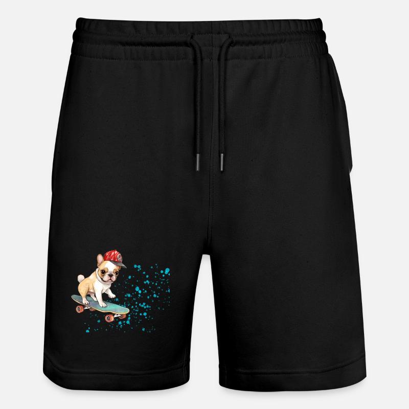 Bouledogue à roulettes avec casquette - Short de jogging bio TRAINER Stanley/Stella unisexe - noir