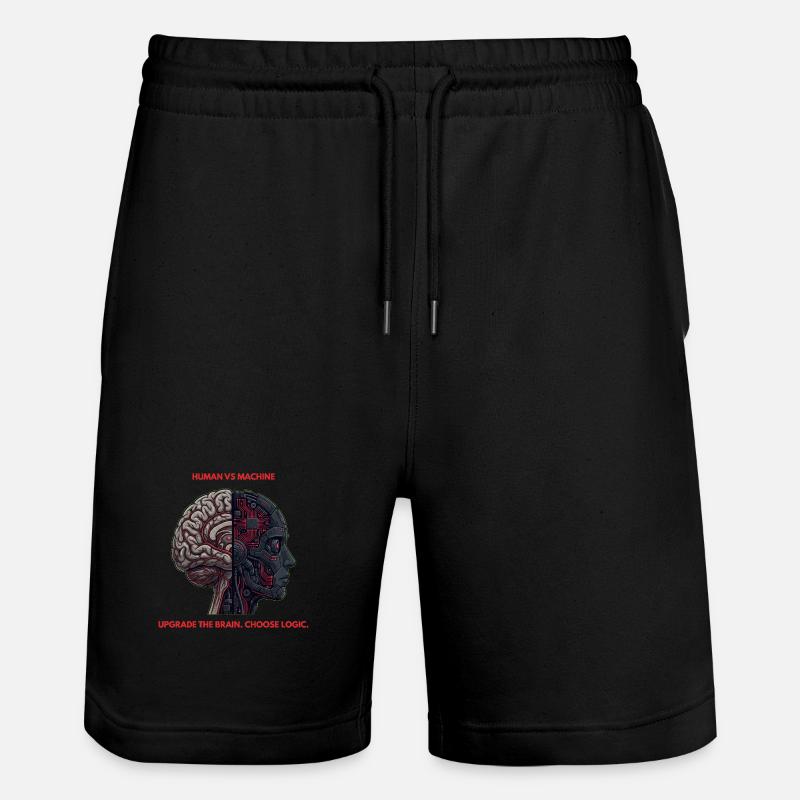 Human VS Machine Cyber Brain Logic - Stanley/Stella Trainer Unisex Organic Jogging Shorts - black