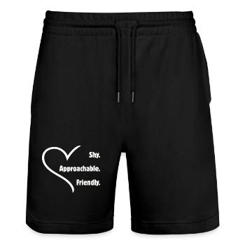 Flirtende Introvertierte Schüchtern Freundlich Zugänglich - Stanley/Stella Unisex Bio Joggingshorts Trainer  - Schwarz - Vorne - Nik (191cm) & Marisol (170cm)