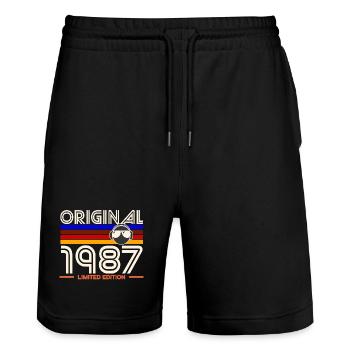 Original 1987 Limited Edition - Short de jogging bio TRAINER Stanley/Stella unisexe - noir - Devant - Nik (191cm) & Marisol (170cm)