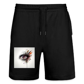 Colored eye art with leaves - Stanley/Stella Trainer Unisex Organic Jogging Shorts - black - Front - Nik (191cm) & Marisol (170cm)