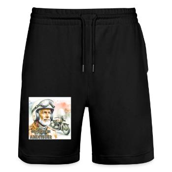 Geschichten und Abenteuer - Stanley/Stella Unisex Bio Joggingshorts Trainer  - Schwarz - Vorne - Nik (191cm) & Marisol (170cm)