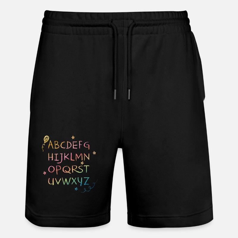 Regenbogen Kreide-Alphabet mit Sternchen - Stanley/Stella Unisex Bio Joggingshorts Trainer  - Schwarz