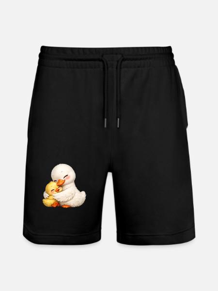 Mutter-Ente kuschelt mit ihrem Baby - Stanley/Stella Unisex Bio Joggingshorts Trainer - Schwarz