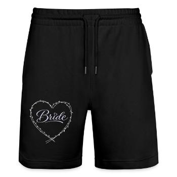 Bride - Stanley/Stella Trainer Unisex Organic Jogging Shorts - black - Front - Nik (191cm) & Marisol (170cm)