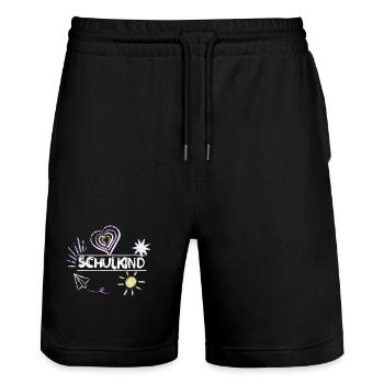 Schulkind 2026 Mädchen Herz bunt Schulanfang - Stanley/Stella Unisex Bio Joggingshorts Trainer  - Schwarz - Vorne - Nik (191cm) & Marisol (170cm)