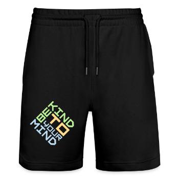 Be Kind To Your Mind Lustig Psychisch Gesund Logo - Stanley/Stella Unisex Bio Joggingshorts Trainer  - Schwarz - Vorne - Nik (191cm) & Marisol (170cm)