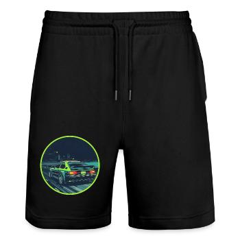 Cyberpunk JDM Neon Green Tuning Car - Stanley/Stella Trainer Unisex Organic Jogging Shorts - black - Front - Nik (191cm) & Marisol (170cm)