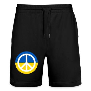 Frieden Ukraine - Peace Solidarität Blau Gelb - Stanley/Stella Unisex Bio Joggingshorts Trainer  - Schwarz - Vorne - Nik (191cm) & Marisol (170cm)
