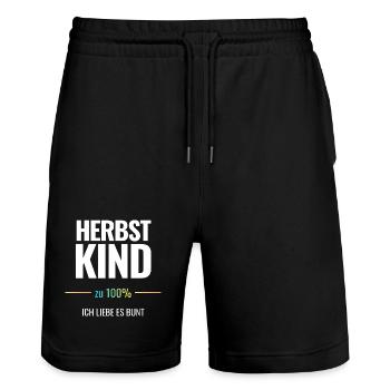 Herbstkind zu 100% Ich liebe es bunt - Stanley/Stella Unisex Bio Joggingshorts Trainer  - Schwarz - Vorne - Nik (191cm) & Marisol (170cm)