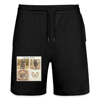 T-shirt cadeau de maman berger allemand sable - Short de jogging bio TRAINER Stanley/Stella unisexe - noir - Devant - Nik (191cm) & Marisol (170cm)