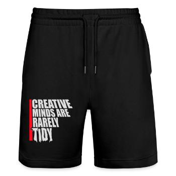 Creative Minds Are Rarely Tidy Funny Creative Logo - Stanley/Stella Trainer Unisex Organic Jogging Shorts - black - Front - Nik (191cm) & Marisol (170cm)
