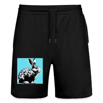 rabbit - Stanley/Stella Trainer Unisex Organic Jogging Shorts - black - Front - Nik (191cm) & Marisol (170cm)