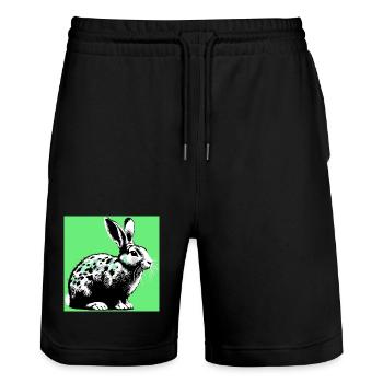 rabbit - Stanley/Stella Trainer Unisex Organic Jogging Shorts - black - Front - Nik (191cm) & Marisol (170cm)