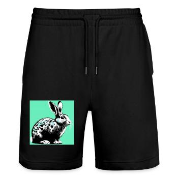 Kaninchen - Stanley/Stella Unisex Bio Joggingshorts Trainer  - Schwarz - Vorne - Nik (191cm) & Marisol (170cm)