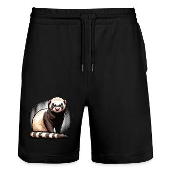 Furet Ferret Holder Furet Propriétaire - Short de jogging bio TRAINER Stanley/Stella unisexe - noir - Devant - Nik (191cm) & Marisol (170cm)