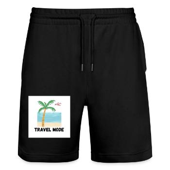 Travel Mode Tropical Beach Design - Stanley/Stella Unisex Bio Joggingshorts Trainer  - Schwarz - Vorne - Nik (191cm) & Marisol (170cm)