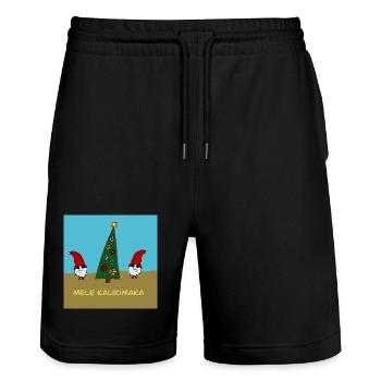 Mele Kalikimaka - Bright Hawaiian Christmas Day - Stanley/Stella Unisex Bio Joggingshorts Trainer  - Schwarz - Vorne - Nik (191cm) & Marisol (170cm)