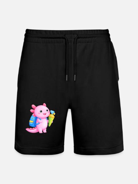Kawaii Axolotl mit Schultüte – Zur Einschulung - Stanley/Stella Unisex Bio Joggingshorts Trainer  - Schwarz