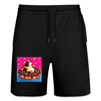 donut choupie - Short de jogging bio TRAINER Stanley/Stella unisexe - noir - Devant - Nik (191cm) & Marisol (170cm)