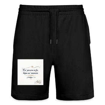 Designer Azzo  - Stanley/Stella Unisex Bio Joggingshorts Trainer  - Schwarz - Vorne - Nik (191cm) & Marisol (170cm)