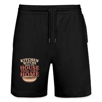 Kitchen Witch Soup Witch Cozy Witch Gift - Stanley/Stella Trainer Unisex Organic Jogging Shorts - black - Front - Nik (191cm) & Marisol (170cm)