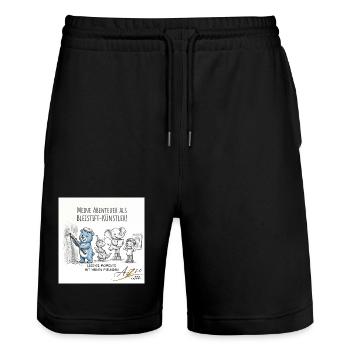 Bleistiftkünstler-Abenteuer mit Freunden - Stanley/Stella Unisex Bio Joggingshorts Trainer  - Schwarz - Vorne - Nik (191cm) & Marisol (170cm)
