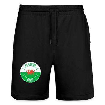 Emblème du Dragon gallois de St Davids - Short de jogging bio TRAINER Stanley/Stella unisexe - noir - Devant - Nik (191cm) & Marisol (170cm)