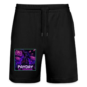 Payday Is Tomorrow Funny Meme - Stanley/Stella Trainer Unisex Organic Jogging Shorts - black - Front - Nik (191cm) & Marisol (170cm)
