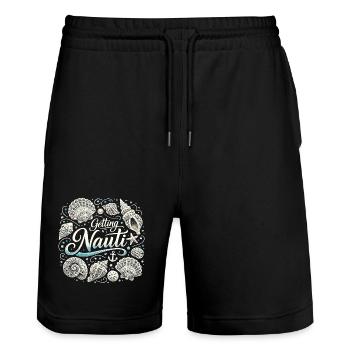 Bachelor Party Women's Shirt Maritime - Getting Nauti Shell - Stanley/Stella Trainer Unisex Organic Jogging Shorts - black - Front - Nik (191cm) & Marisol (170cm)