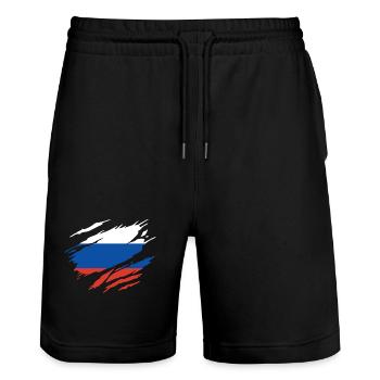 Russia Russian Flag - Stanley/Stella Trainer Unisex Organic Jogging Shorts - black - Front - Nik (191cm) & Marisol (170cm)