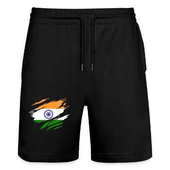 Inde Drapeau Indien Indienne - Short de jogging bio TRAINER Stanley/Stella unisexe - noir - Devant - Nik (191cm) & Marisol (170cm)