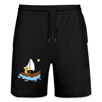 Cute carrot sailing - Stanley/Stella Trainer Unisex Organic Jogging Shorts - black - Front - Nik (191cm) & Marisol (170cm)