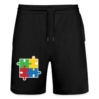 Icône du puzzle de l’autisme - Short de jogging bio TRAINER Stanley/Stella unisexe - noir - Devant - Nik (191cm) & Marisol (170cm)