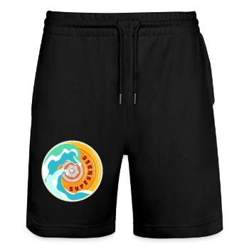 Surfskate Lover - Stanley/Stella Trainer Unisex Organic Jogging Shorts - black - Front - Nik (191cm) & Marisol (170cm)