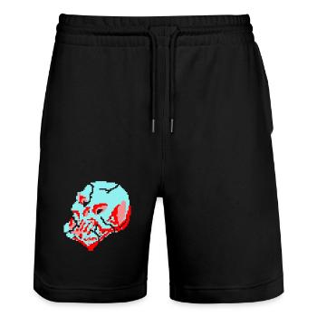 Crâne néon 8 bits - Short de jogging bio TRAINER Stanley/Stella unisexe - noir - Devant - Nik (191cm) & Marisol (170cm)
