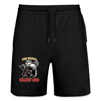 Les runes disaient pas de mascotte viking loup nordique drôle - Short de jogging bio TRAINER Stanley/Stella unisexe - noir - Devant - Nik (191cm) & Marisol (170cm)