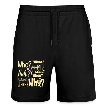 I have Questions - Stanley/Stella Trainer Unisex Organic Jogging Shorts - black - Front - Nik (191cm) & Marisol (170cm)