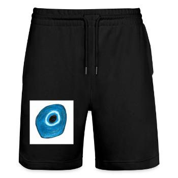 Œil bleu en forme de cercle - Short de jogging bio TRAINER Stanley/Stella unisexe - noir - Devant - Nik (191cm) & Marisol (170cm)