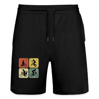 Vier Möglichkeiten, Retro Cyclin zu fahren - Stanley/Stella Unisex Bio Joggingshorts Trainer  - Schwarz - Vorne - Nik (191cm) & Marisol (170cm)