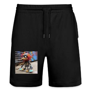 Punk Bird Skateboard Graffiti - Short de jogging bio TRAINER Stanley/Stella unisexe - noir - Devant - Nik (191cm) & Marisol (170cm)