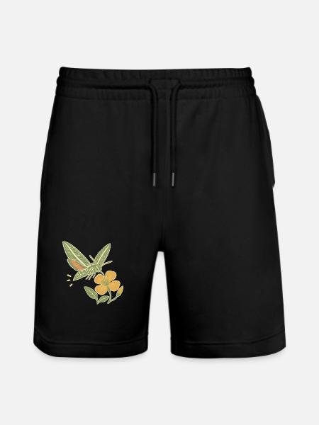 Liner Hawkmoth & Evening Primrose - Stanley/Stella Trainer Unisex Organic Jogging Shorts - black
