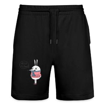 Süßer Hase Hello My Friend Cartoon - Stanley/Stella Unisex Bio Joggingshorts Trainer  - Schwarz - Vorne - Nik (191cm) & Marisol (170cm)