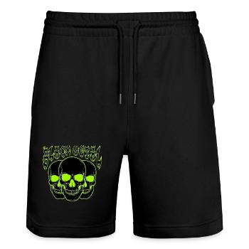 Neon-Schädel-Trio Black Metal  - Stanley/Stella Unisex Bio Joggingshorts Trainer  - Schwarz - Vorne - Nik (191cm) & Marisol (170cm)