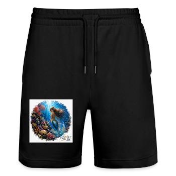 Unterwasser-Meerjungfrau im Riff - Stanley/Stella Unisex Bio Joggingshorts Trainer  - Schwarz - Vorne - Nik (191cm) & Marisol (170cm)