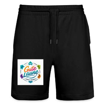 Gute Laune Kreis Farbig Positiv - Stanley/Stella Unisex Bio Joggingshorts Trainer  - Schwarz - Vorne - Nik (191cm) & Marisol (170cm)