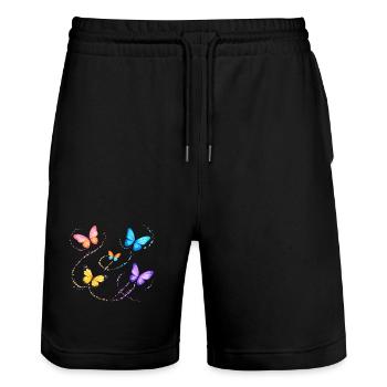 Butterflies - Stanley/Stella Trainer Unisex Organic Jogging Shorts - black - Front - Nik (191cm) & Marisol (170cm)