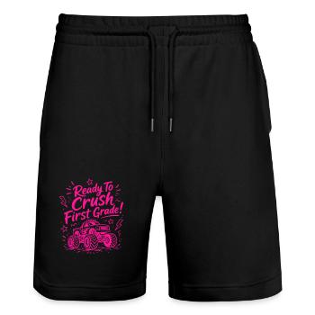 Bereit, die erste Klasse zu zerschlagen – Monster Truck - Stanley/Stella Unisex Bio Joggingshorts Trainer  - Schwarz - Vorne - Nik (191cm) & Marisol (170cm)